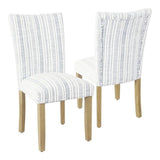 HomePop Classic Parsons Dining Chair -Blue Farmhouse Stripe (Set of 2)