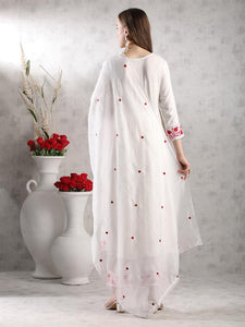 Gosriki Women'S Rayon Blend Anarkali Embroidered Kurta With Pant & Dupatta (Raashi Cream-Vks02-Gs_S_Cream_Small),Cream,,B0DJWFVG72