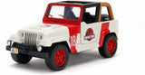 Jada Toys Jurassic World 1:32 Jeep Wrangler Diecast Car, Toys for Kids and Adults,White/Red