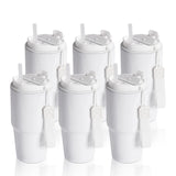 PYD Life 6 Pack Sublimation Tumblers 20 OZ White Blanks with Lid and Plastic Straw Portable String,Stainless Steel Coffee Cups f
