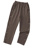 Toplot Women Casual Slanted Pocket Elastic Waist Tapered Pants (Button-Pant-5192-Dark Beige-36),Dark Beige,36,B0D86ZCFHK