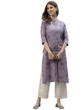 Stylum Women's Floral Printed Rayon Straight Kurta (DOLLYIRIS36_Iris, S)