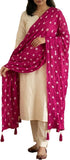 Src Creations Art Silk Bandhani Printed Women Dupatta, 200X105 Cm, 90 Gram, With Tassels (Magenta)