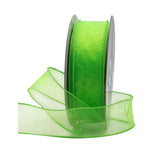 Royal Imports Organza Wired Sheer Ribbon 1.5 (#9) for Floral & Craft Decoration, 50 Yard Roll (150 FT Spool), Lime Green