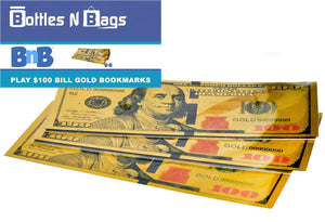 12 Gold $100 Bill Bookmarks For Kids - Quality Thick Book-Marks (1 Dozen) To Promote Reading - One Hundred Dollar Us Bank Note -