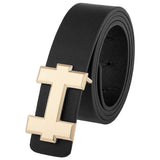 Syga IShaped Buckle Belt Denim MenS And WomenS Casual Leather Belt Stylist Belts Gold Buckle Belts (Black)