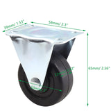 Cionyce 4 Pcs 2 Inch Rubber Caster Wheels Heavy Duty Rigid Fixed Casters with Non-Swivel Top Plate for Furniture