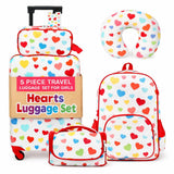 Emissary Kids Luggage Love Pattern Set Of 5, Pink, Casual