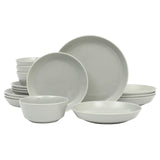Gibson Home Summer Shades 16 Piece Plates and Bowls Dishes Service for 4 Porcelain Dinnerware Set - Grey