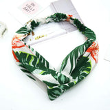 Aysekone 3 Pack Elastic Women's Tropical Beach Wind Summer Headbands Hair Accessories Turban Green Banana Leaves Printed Cross K