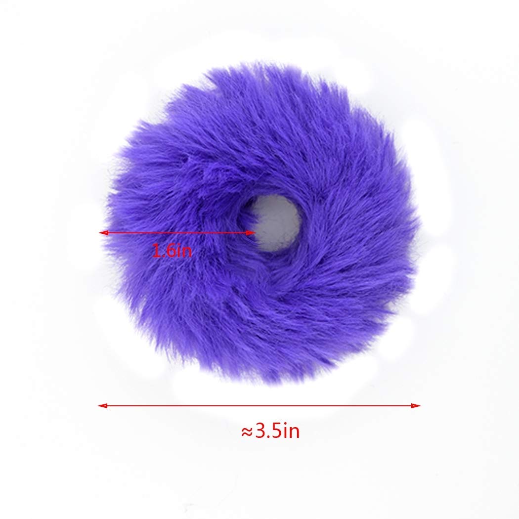 jiebor 32PCS Faux Fur Scrunchies and Hair Accessories for Women - Fuzzy Hair Ties, Bands, Ropes, Wristbands, Rings for Ponytail