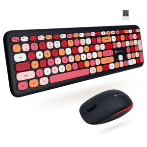 X9 Cute Keyboard and Mouse Combo - 2.4Ghz- Transform Your Space with a Colorful Wireless Keyboard and Mouse Retro Set for PC and