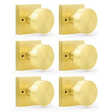 Gold Dummy Door Knob, Single Side No-Turning Brass Door Handles,6 Pack Inactive Half Dummy Door Knob Set