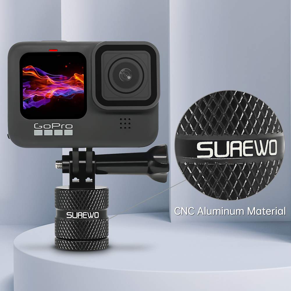 Aluminum 1/4 inch 20 Camera Mount, 360 Degree Rotation Tripod Mount Adapter Compatible with GoPro Hero 12 Black, Hero 11/10/9/8/