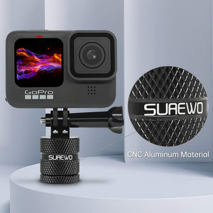 Aluminum 1/4 inch 20 Camera Mount, 360 Degree Rotation Tripod Mount Adapter Compatible with GoPro Hero 12 Black, Hero 11/10/9/8/