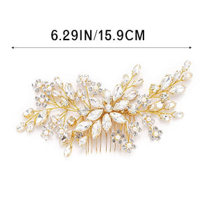 Unsutuo Crystal Bride Wedding Hair Comb Silver Rhinestone Flower Bridal Hair Pieces Pearl Wedding Hair Accessories for Women and