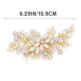 Unsutuo Crystal Bride Wedding Hair Comb Silver Rhinestone Flower Bridal Hair Pieces Pearl Wedding Hair Accessories for Women and