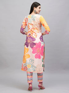 Gosriki Women'S Cotton Blend Straight Printed Kurta With Pant (Wahida White-Gs_L_White_Large),White,,B0CSG773XP
