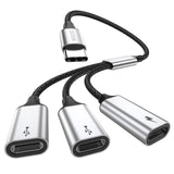 USB C to USB C Female Adapter USB Splitter Y Cable,(NOT for Monitor) USB C Male to 3 USB-C Female Cord Converter,3 Port Hub Char