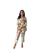 LookMark Women's Kurta Set with Floral Print and Cotton Blend Fabric with Pant (AZ-LM-OG-KS2149-M) White