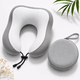 Krizkey Memory Foam Travel Neck Pillow With Portable Storage Case | Soft UShaped Neck Support Cushion For Airplane, Car, Train 