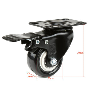 H&S Heavy Duty 2 Caster Wheels for Trolley Furniture - 4 Casters with Brakes for Outdoor Furniture - Black Furniture Casters w