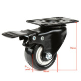 H&S Heavy Duty 2 Caster Wheels for Trolley Furniture - 4 Casters with Brakes for Outdoor Furniture - Black Furniture Casters w
