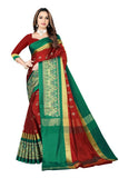 DHRUVI TRENDZ Cotton Silk Saree for Women (DT-S2155_Aqua Red)