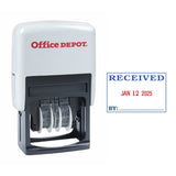 Office Depot SelfInking Dater with Extra Pad, Received, Red/Blue Ink, 032537