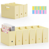 6 Pieces Vertical Scrapbook Paper Storage, Foldable Scrapbook Paper Holder with 2 Pieces Sticky Index Tabs for 12x12 Paper Stora
