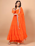 Wedani Georgette Embroidedred Anarkali Dress For Women (In Alpha M Regular Orange),Orange,M,Faux Georgette,anarkali,