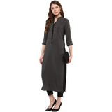 Ziyaa Women Synthetic Solid Straight Kurta (Zikucr2108-Xl) Grey