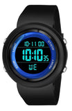 Moover Digital Round Black Dial Men'S And Boy'S Gym Running Sports Day & Date Alarm Watch Silicone Rubber Strap (Blue)