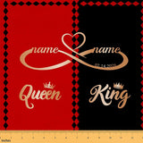Erosebridal Valentine's Day Custom Fabric by The Yard King and Queen Personalized Indoor Outdoor Fabric Romantic Red and Black M