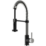 VIGO Edison 19'' H Single Handle Pull-Down Sprayer Kitchen Faucet in Stainless Steel and Matte Black-VG02001STMB