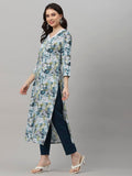 Gosriki Women'S Cotton Blend Straight Printed Kurta With Pant (Southz Blue-Nw-Gs_S_Blue_Small),Blue,,B0CNXVV7G7