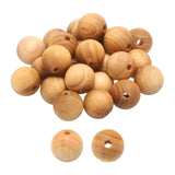 HARFINGTON 100pcs Natural Wooden Beads 8mm Hill Cedar Wood Round Polished Loose Bead Smooth Spacer Balls Beading for Jewelry Mak