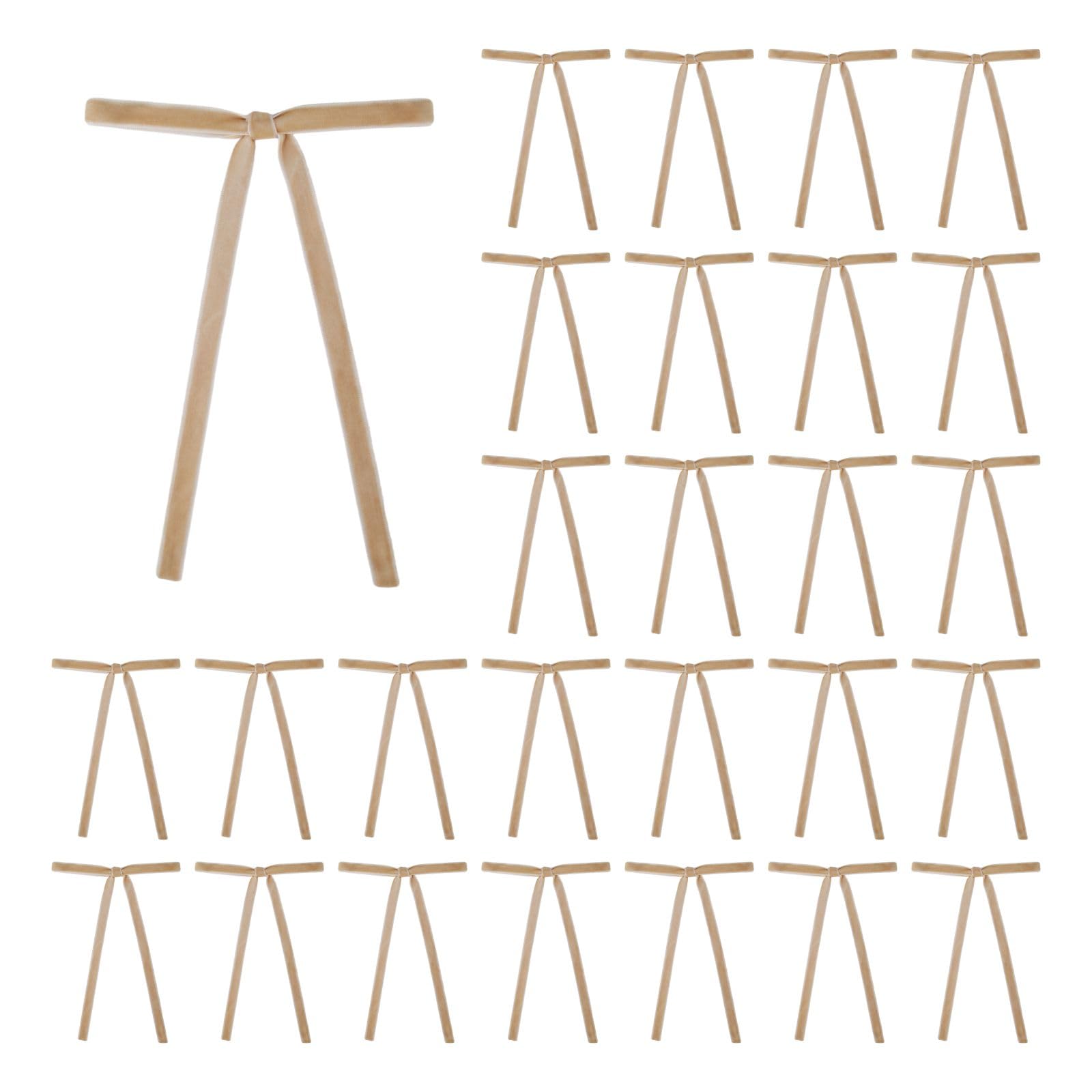 Meseey 30 Pcs Khaki Velvet Christmas Bows 5 x 7 Inch Rustic Vintage Wedding Velvet Ribbon Gift Bows for Tree Wreath Garland Home