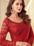 Satrani Womens Pure Georgette Saree (2992S2671N_Red)