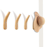 4 Pieces Wood Hooks for Towels Wall-Mounted Natural Wood Wall Hanger Simple Modern V Shape Wall Mount Storage Coat Rack for Hang