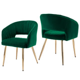 KCC Modern Accent Dining Chairs Set of 2, Upholstered Velvet Dining Room Chairs with Hollow Back, Tufted Kitchen Chairs Side Cha