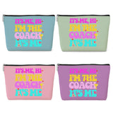 jeilink 4 Pack Funny, Coach Gifts, Basketball Coach Gifts Appreciation Makeup Bag Funny Cosmetic Bags Thank You for Women Soccer