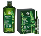 Yves Rocher Anti -Chute Botanical Anti-Hair Loss Intensive Hair Roots Treatment Shampoo Set of 2-200 ml./6.4 fl.oz. and 4 x 15 m