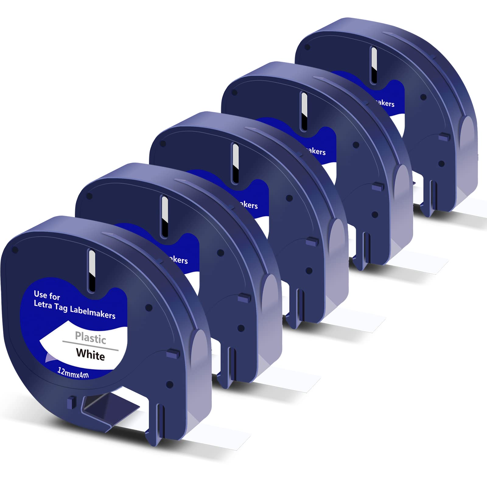 Filery 5-Pack Label Maker Tape for DYMO LetraTag Refill Plastic 91331, Compatible Label Tape Replacement, Black on White 91331 L