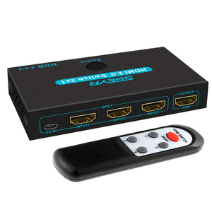 SGEYR HDMI 2.0 Switch Splitter 3 Port 4K HDMI Switcher 3 in 1 Out HDMI Switches Selector Box with IR Remote IR Remote Control Su
