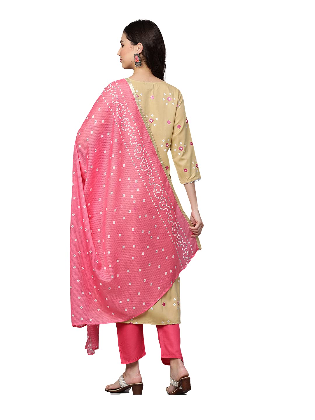 Anni Designer Women'S Cotton Straight Printed Kurta With Pant & Dupatta (Shipra Light Green_Xxl-Light Green_Xx-Large),Beige,2XL,Cotton,Straight,kurta, Dupatta