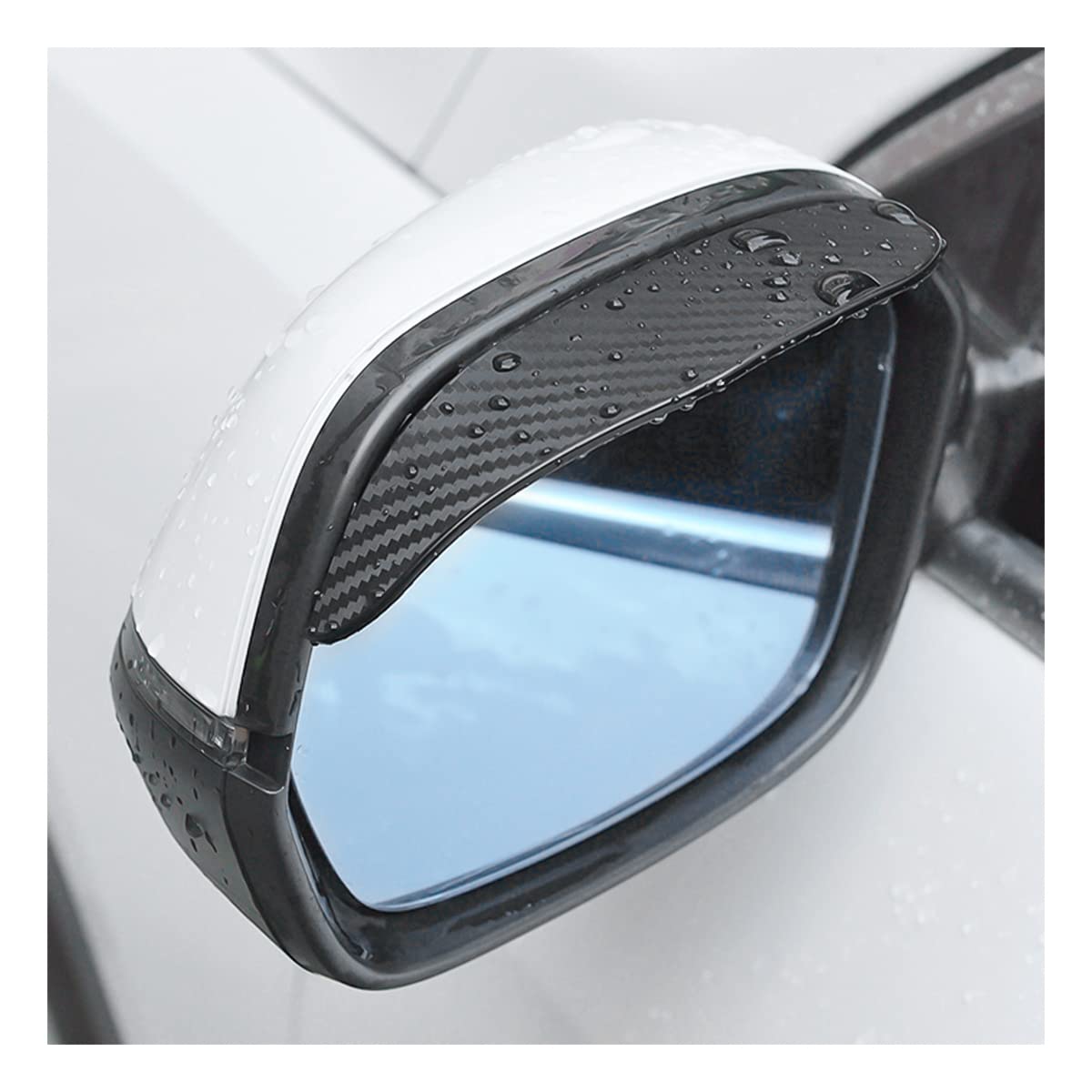 2Pcs Smoke Visor Guards For Car Side Mirrors - Waterproof Carbon Fiber Auto Rain Eyebrows For Cars, Trucks And Suvs - Universal 