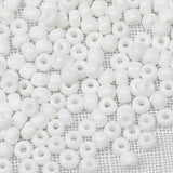 Tibaoffy Size 6/0 Crafts Glass Seed Beads 4mm White Beads for Jewelry Making (Total About 100g About 1200pcs)