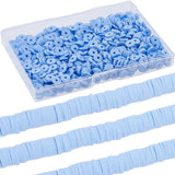 SUNNYCLUE 1 Box 1000PCS+ 6mm Light Blue Clay Heishi Beads Bulk Polymer Round Beads Small Refill Flat Disc Vinyl Spacer Loose Bea