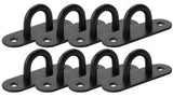 Branded Boards Heavy Duty Black Zinc Galvanized Steel Hammock Ceiling Hook Pad Eye Plates Corrosion Resistant (8 Pack M6 Zinc Bl